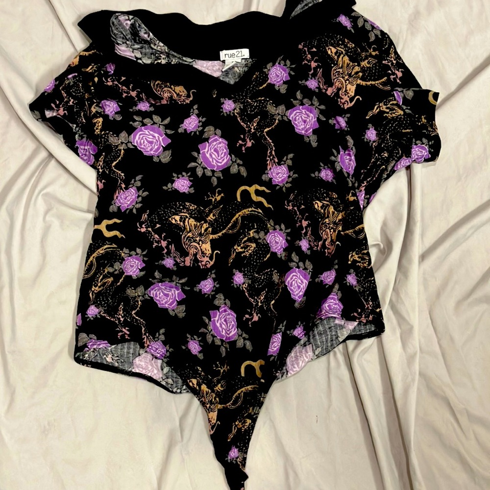 Body suit with V-neck